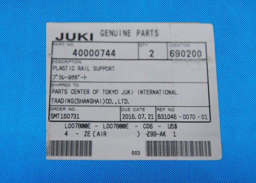 40000744 Plastic Rail Juki Machine Parts Surface Mount Technology Equipment pd19265140 40000744 plastic rail juki machine parts surface mount technology equipment